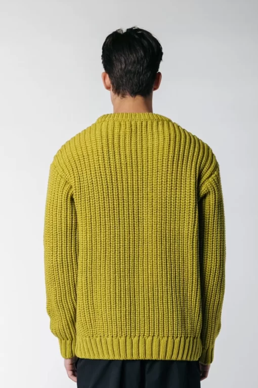 Dean Rib Knit Sweat | Dark Lime Green | Colourful Rebel Clearance