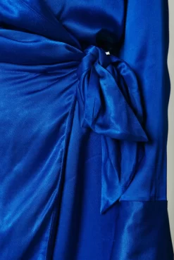 Dorin Satin Wrap Dress | Vibrant Blue | Colourful Rebel Outlet