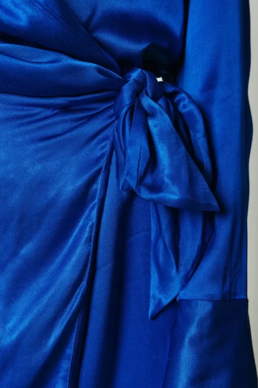 Dorin Satin Wrap Dress | Vibrant Blue | Colourful Rebel Outlet