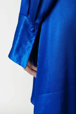 Dorin Satin Wrap Dress | Vibrant Blue | Colourful Rebel Outlet