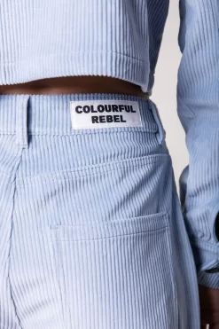 Gaias Corduroy Wide Leg Pants | Soft Blue | Colourful Rebel Flash Sale