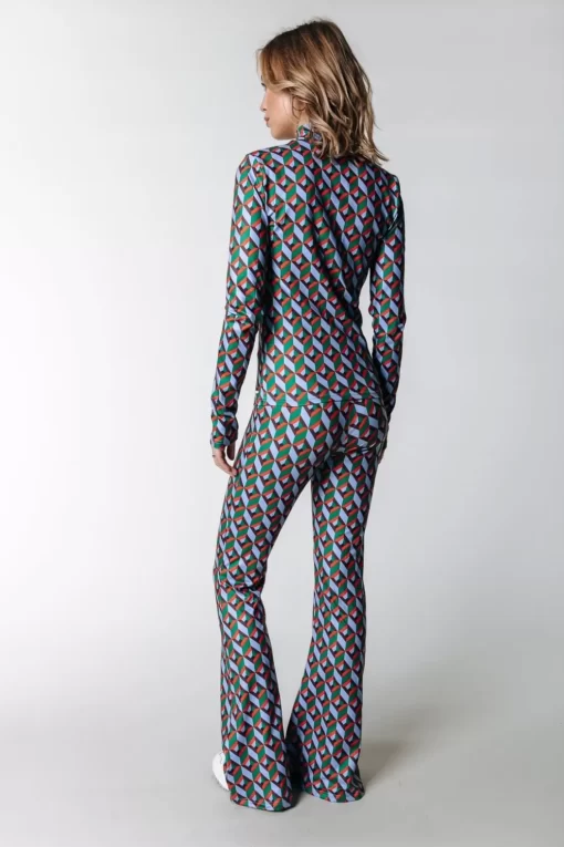 Graphic Peached Flare Pants | Multicolor | Colourful Rebel New