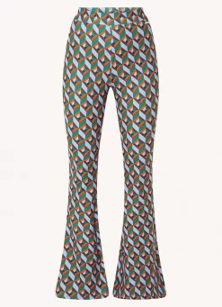 Graphic Peached Flare Pants | Multicolor | Colourful Rebel New