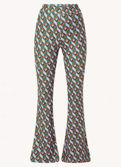 Graphic Peached Flare Pants | Multicolor | Colourful Rebel New