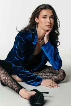 Hape Velvet Slouchy Blazer | Vibrant Blue | Colourful Rebel New