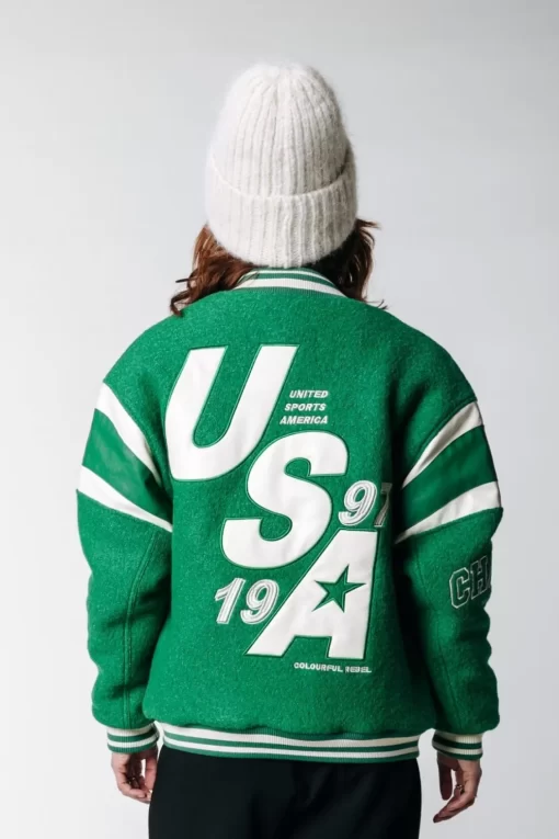 Joan Baseball Bomber Jacket | Deep Green | Colourful Rebel Cheap
