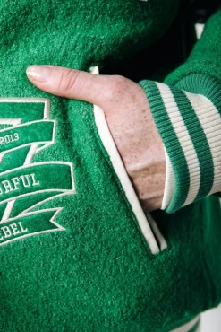 Joan Baseball Bomber Jacket | Deep Green | Colourful Rebel Cheap