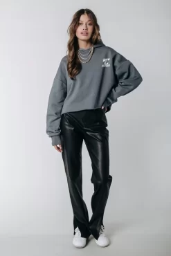 Livia Mid Rise Vegan Leather Pants | Black | Colourful Rebel Fashion