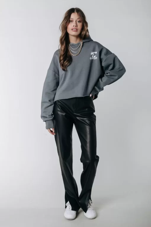Livia Mid Rise Vegan Leather Pants | Black | Colourful Rebel Fashion