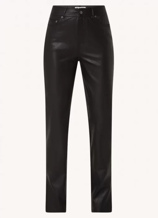 Livia Mid Rise Vegan Leather Pants | Black | Colourful Rebel Fashion