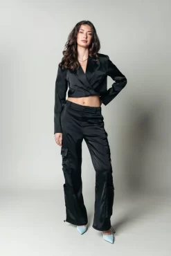 Moira Satin Worker Pants | Black | Colourful Rebel Flash Sale