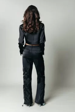Moira Satin Worker Pants | Black | Colourful Rebel Flash Sale