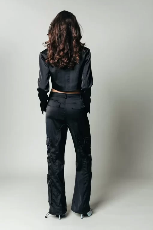 Moira Satin Worker Pants | Black | Colourful Rebel Flash Sale