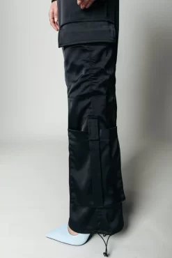 Moira Satin Worker Pants | Black | Colourful Rebel Flash Sale