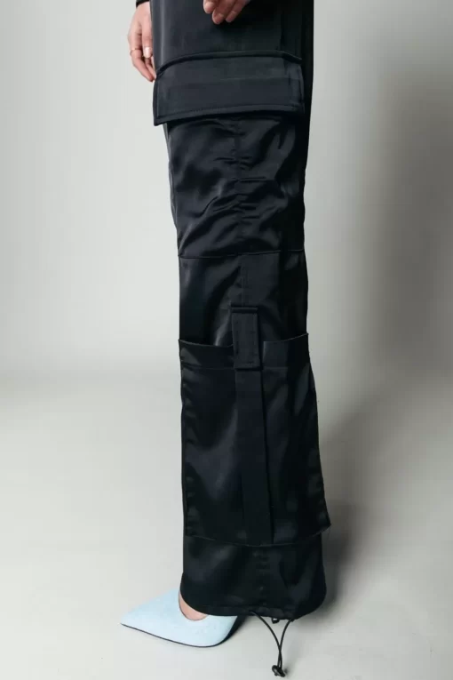 Moira Satin Worker Pants | Black | Colourful Rebel Flash Sale