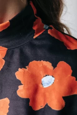 Neyo Flower Peached Turtleneck Top | Mandarin Orange | Colourful Rebel Cheap