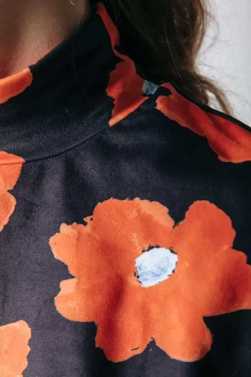 Neyo Flower Peached Turtleneck Top | Mandarin Orange | Colourful Rebel Cheap
