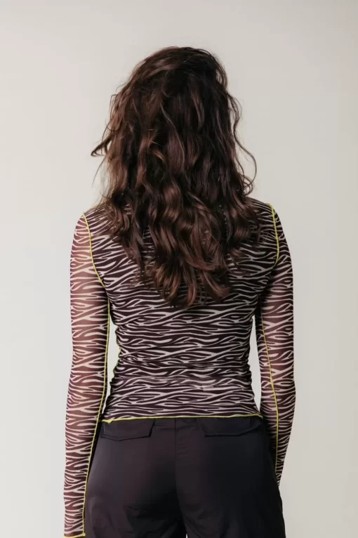 Neyo Zebra Mesh Top | Dark Brown | Colourful Rebel Online