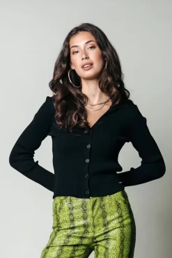 Nori Knit Polo | Black | Colourful Rebel Flash Sale