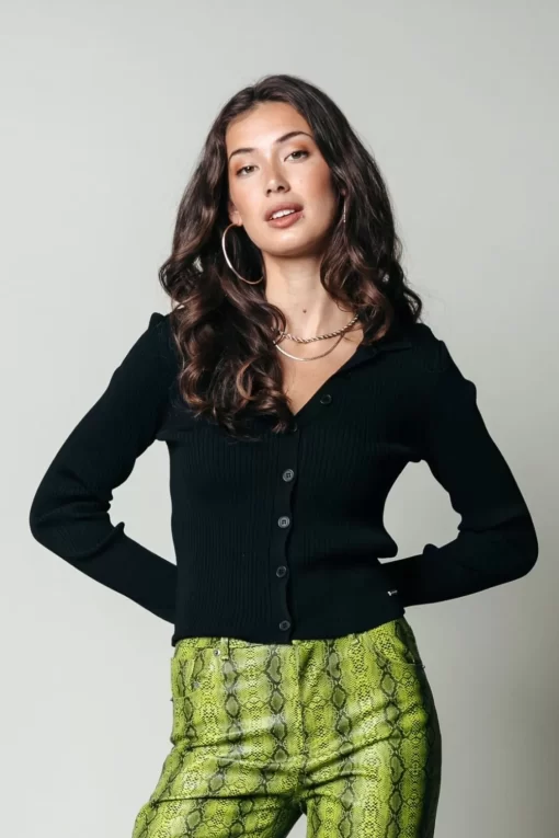 Nori Knit Polo | Black | Colourful Rebel Flash Sale