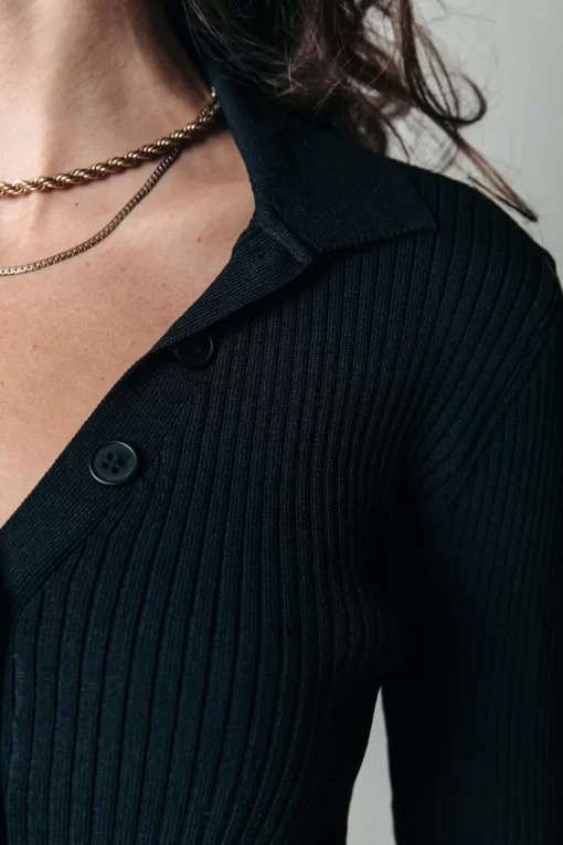 Nori Knit Polo | Black | Colourful Rebel Flash Sale