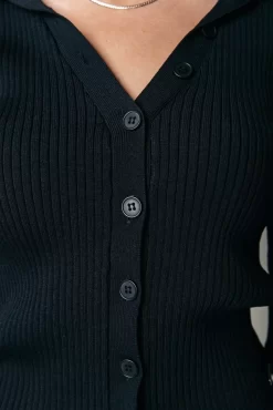 Nori Knit Polo | Black | Colourful Rebel Flash Sale