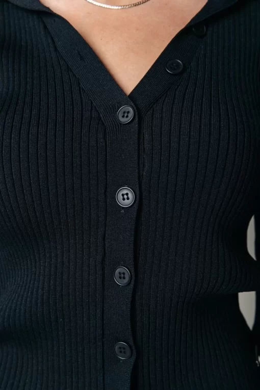 Nori Knit Polo | Black | Colourful Rebel Flash Sale