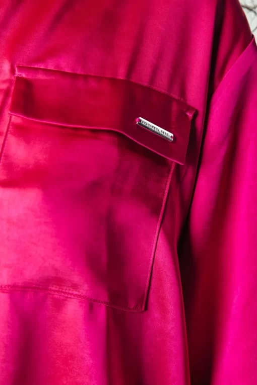 Oletta Satin Button Down Blouse | Fuchsia | Colourful Rebel Best Sale