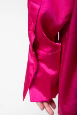 Oletta Satin Button Down Blouse | Fuchsia | Colourful Rebel Best Sale