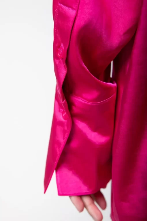 Oletta Satin Button Down Blouse | Fuchsia | Colourful Rebel Best Sale