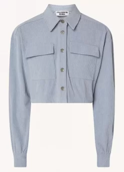 Olle Corduroy Cropped Blouse | Soft Blue | Colourful Rebel Best
