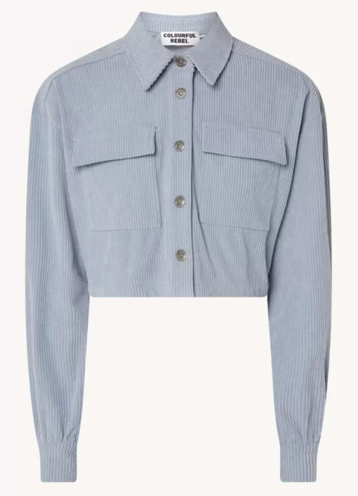 Olle Corduroy Cropped Blouse | Soft Blue | Colourful Rebel Best