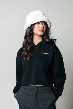 Pearl Raw Edge Hoodie | Black | Colourful Rebel Hot