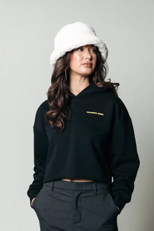 Pearl Raw Edge Hoodie | Black | Colourful Rebel Hot