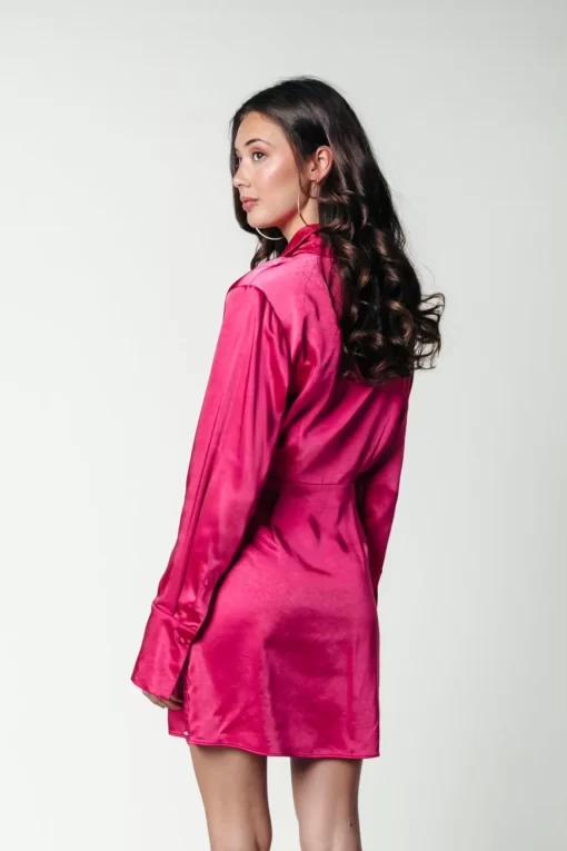 Runa Satin Mini Dress | Fuchsia | Colourful Rebel Sale