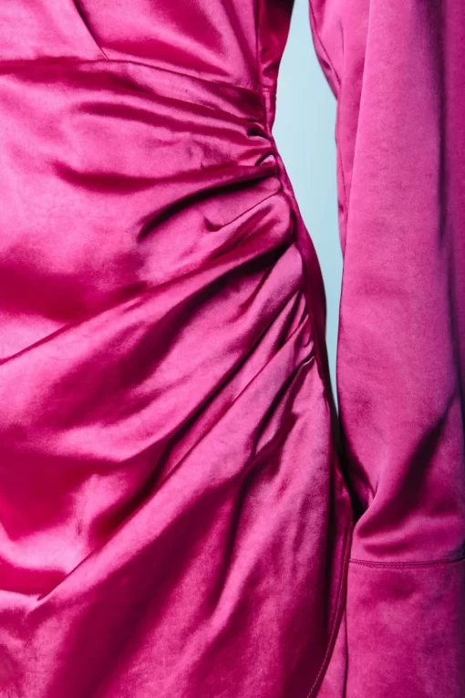 Runa Satin Mini Dress | Fuchsia | Colourful Rebel Sale