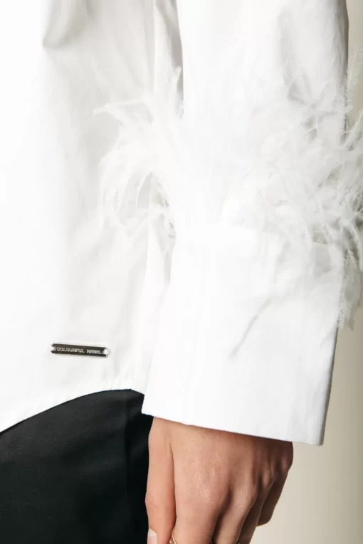 Talia Feather Blouse | Off White | Colourful Rebel Discount