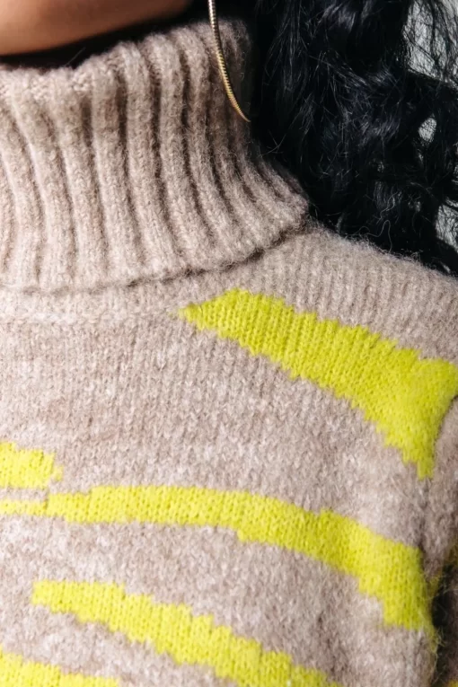 Tani Zebra Jacquard Knit | Neon Lime | Colourful Rebel Outlet