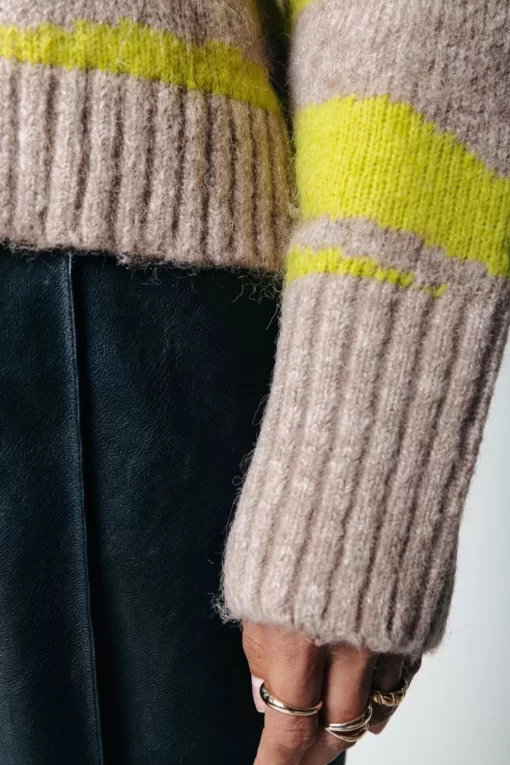 Tani Zebra Jacquard Knit | Neon Lime | Colourful Rebel Outlet