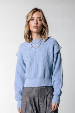 Toby Sleeve Detail Knit | Soft Blue | Colourful Rebel Best