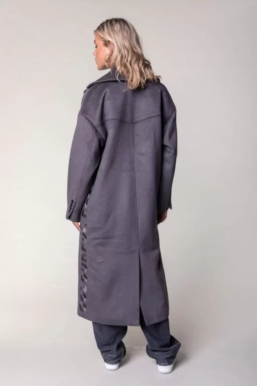 Zania Rib Collar Wool Coat | Taupe | Colourful Rebel Clearance