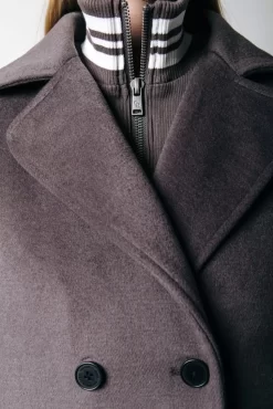 Zania Rib Collar Wool Coat | Taupe | Colourful Rebel Clearance