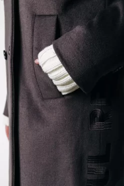 Zania Rib Collar Wool Coat | Taupe | Colourful Rebel Clearance