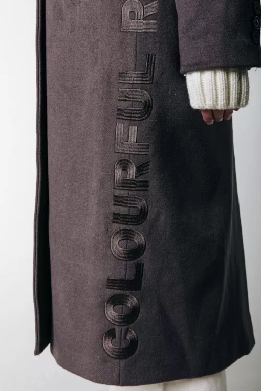 Zania Rib Collar Wool Coat | Taupe | Colourful Rebel Clearance
